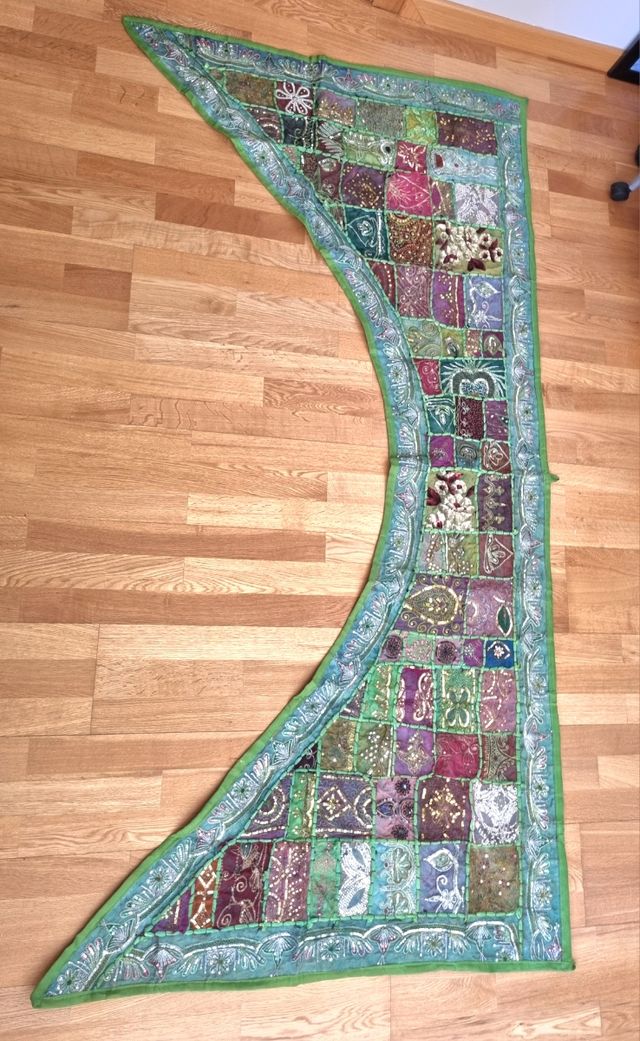 Tapiz decorativo patchwork verde y morado