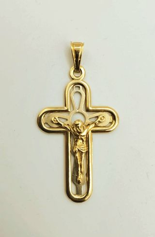 Colgante Cruz Oro 18K Puntas Redondas