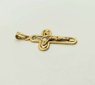 Colgante Cruz Oro 18K Puntas Redondas