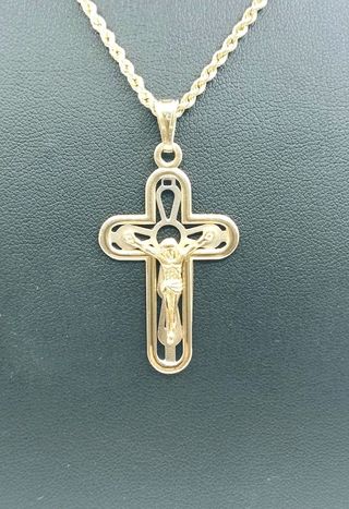Colgante Cruz Oro 18K Puntas Redondas