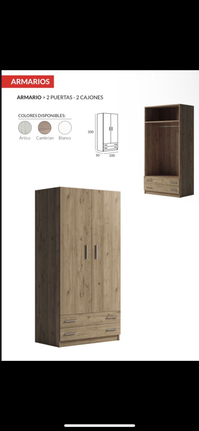 Armario 2 Puertas y 2 Cajones