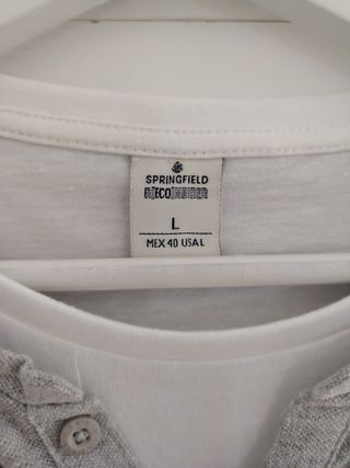Camiseta Springfield gris/blanco manga larga L