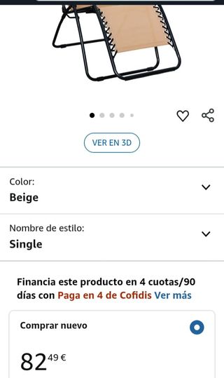 Silla tumbona beige Amazon Basics 