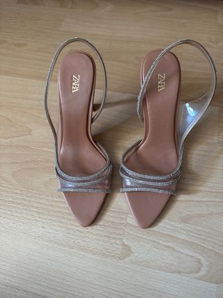 Zapatos Zara Tacon Brillantes Transparentes