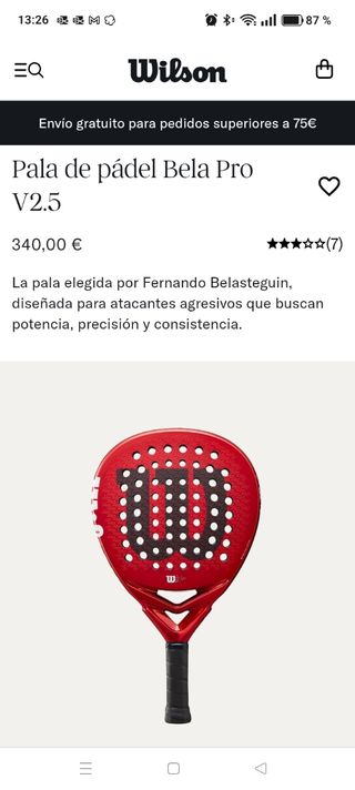 Wilson Bela Pro V 2.5 Pala Pádel