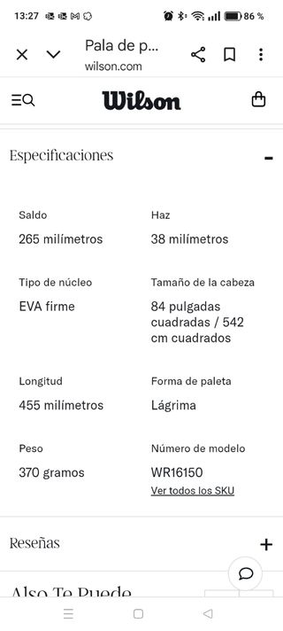 Wilson Bela Pro V 2.5 Pala Pádel