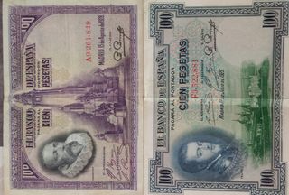 Lote Billetes Antiguos Pesetas y Bolívares