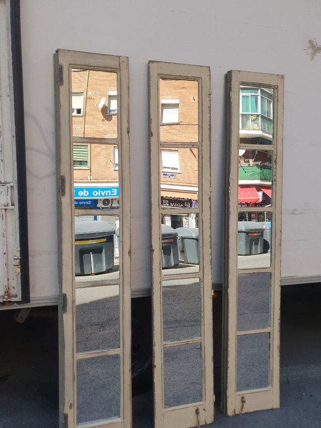 Conjunto 3 Espejos Antiguos Madera y Cristal