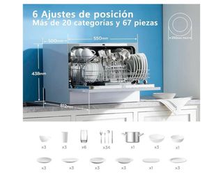Lavavajillas Midea Blanco Portátil 6 Servicios
