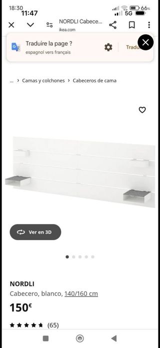 Cabecero cama blanco Ikea sin usar