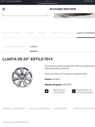 Llanta 20” Range Rover 7014 + Michelin sensor