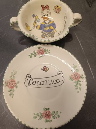 Tazza e piattino Paperina ceramica di Orvieto