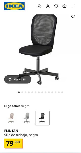 Silla de oficina IKEA FLINTAN negra, casi nueva.