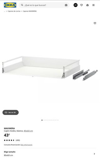 2 Cajones MAXIMERA IKEA Blanco 80x60 cm