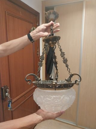 Lámpara de bronce y cristal