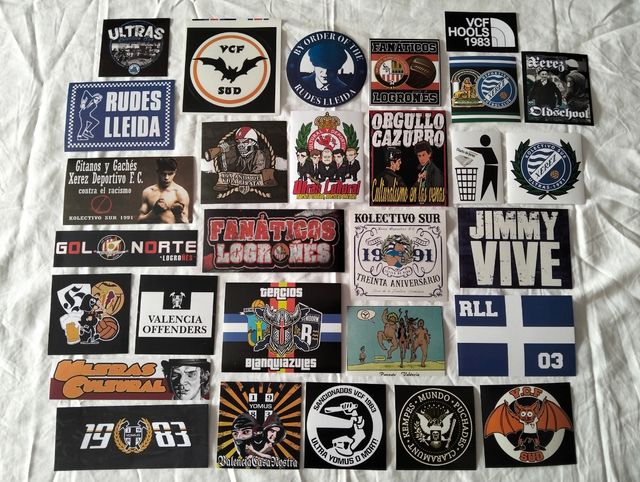 Lote de pegatinas de grupos ultras de fútbol