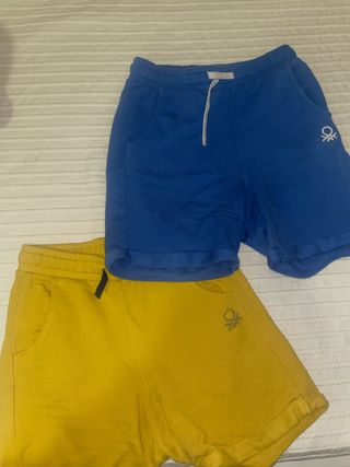 Pantalones cortos Benetton azul y amarillo