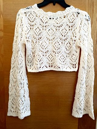 Jersey Zara Crochet Corto Talla S beige