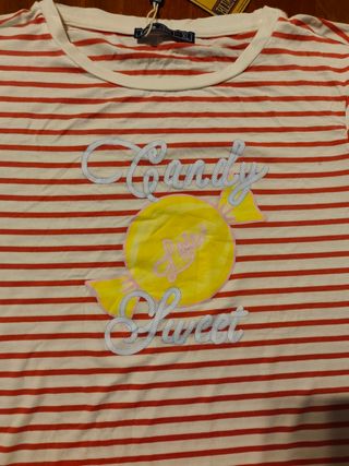 Camiseta Lois Mujer Rayas Rojas Talla XL