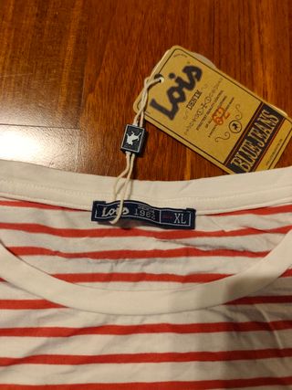 Camiseta Lois Mujer Rayas Rojas Talla XL