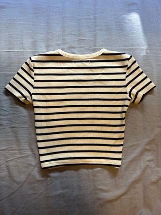 Pull&Bear Camiseta Rayas Beige/Negro Talla XS