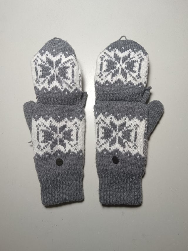 Guanti senza dita donna grigio e bianco