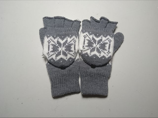 Guanti senza dita donna grigio e bianco