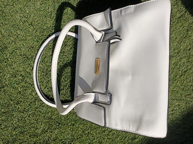 Bolso de hombro Greenwich gris y blanco