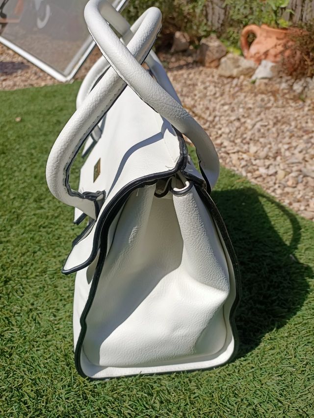 Bolso de hombro Greenwich gris y blanco