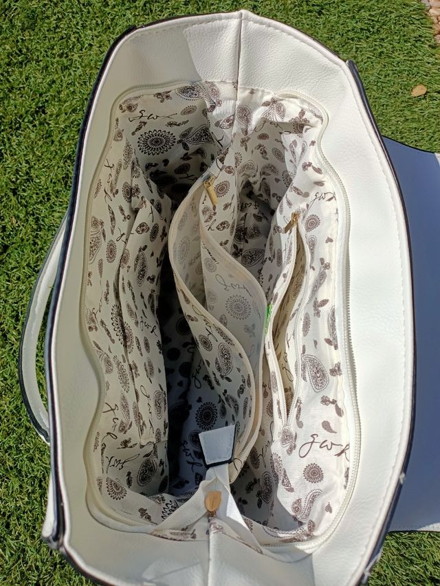 Bolso de hombro Greenwich gris y blanco