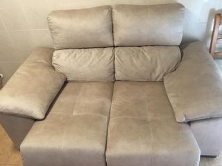 Sofá 2 plazas reclinable beige