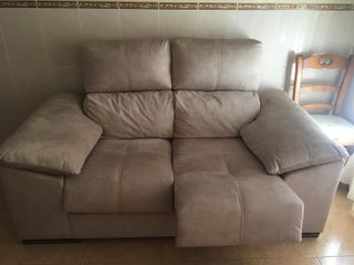 Sofá 2 plazas reclinable beige