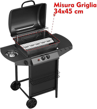 Barbecue a Gas e Pietra Lavica 2 Fuochi Bruciatori