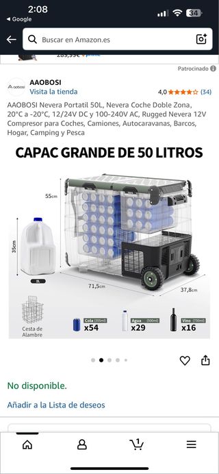 AAOBOSI Nevera Portátil 50L Doble Zona