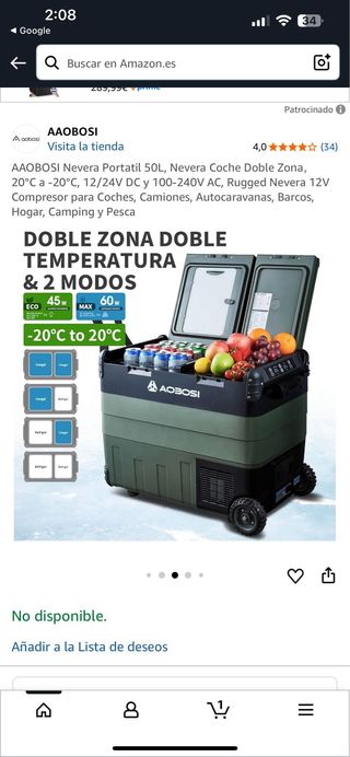 AAOBOSI Nevera Portátil 50L Doble Zona