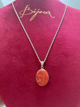 Collana vintage in argento e corallo fossile