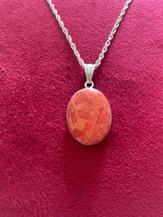 Collana vintage in argento e corallo fossile