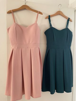 Vestidos fiesta rosa y verde talla S