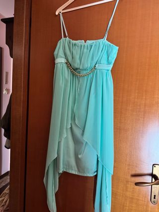 Vestito cerimonia Rinascimento oro e verde acqua