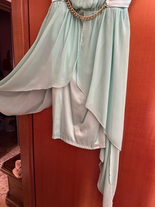 Vestito cerimonia Rinascimento oro e verde acqua