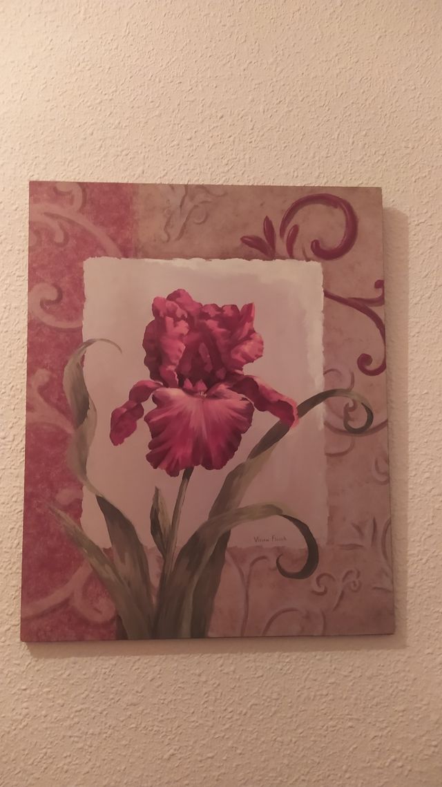 Cuadro decorativo flor rosa y roja