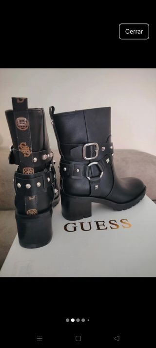 Botas Guess Tacon Talla 38 Negras Doradas