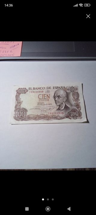 Billete 100 pesetas 1970. Manuel de Falla 