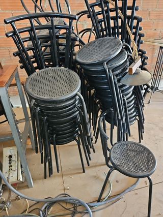 Sillas Hostelería Metal Negras Apilables