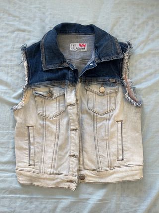 Chaleco Vaquero Fiorucci Azul y Beige