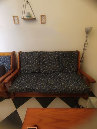 Sofá y 2 sillones estructura madera