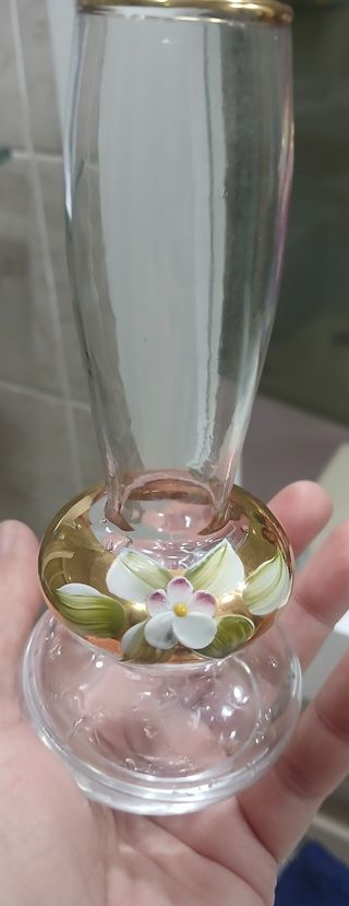 2 Violeteros Antiguos Florales Dorados