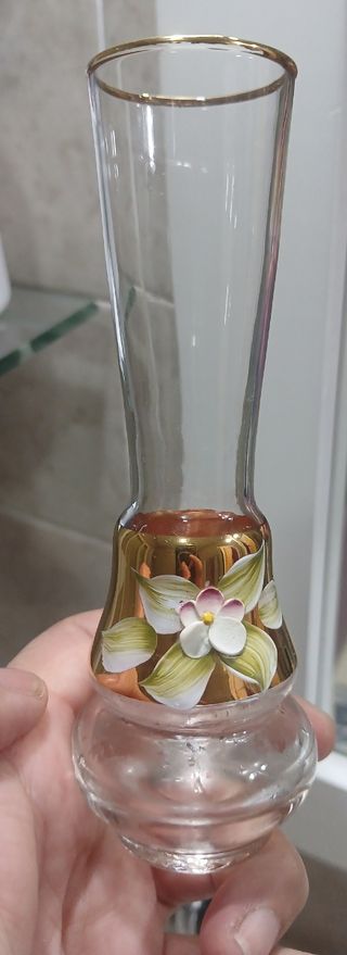 2 Violeteros Antiguos Florales Dorados