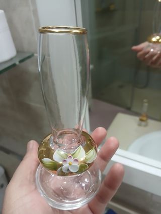 2 Violeteros Antiguos Florales Dorados