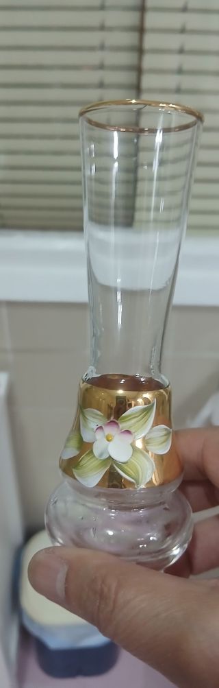 2 Violeteros Antiguos Florales Dorados